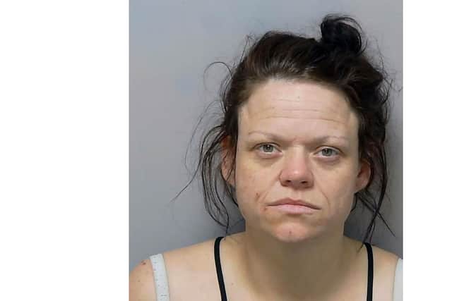 Caption for woman: Hayley Batchelor, 35, has been sentenced to three years in prison for aiding her brother after he had murdered George Allison in Leigh Park. 
