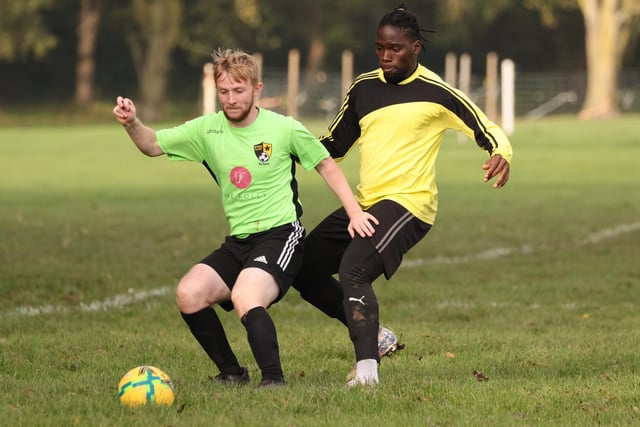 Hatton Rovers (yellow shirts) v Fratton Trades Reserves. Picture by Kevin Shipp