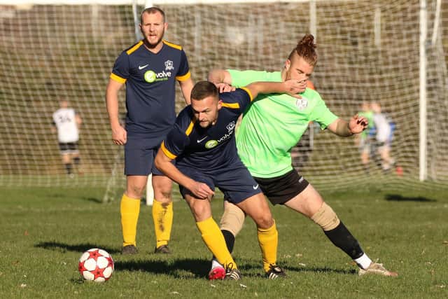 Purbrook (dark blue) v Freehouse. Picture: Kevin Shipp