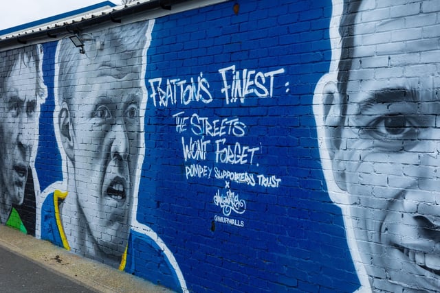 The new Pompey mural by MurWalls was officially unveiled on Tuesday, April 2, immortalising some of the club's greatest players.