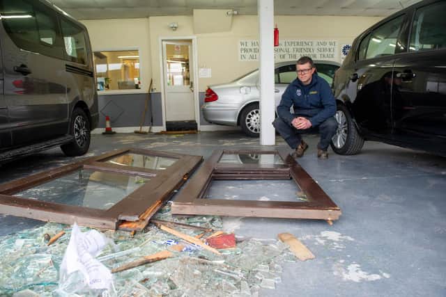 Pictured: Owner James Hewett next to some of the damages to the shop at GT Hewett & Son, Copnor, Portsmouth

Picture: Habibur Rahman
