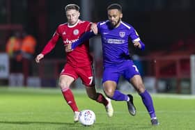 Jordan Clark in action against Pompey earlier this season. Picture: Daniel Chesterton