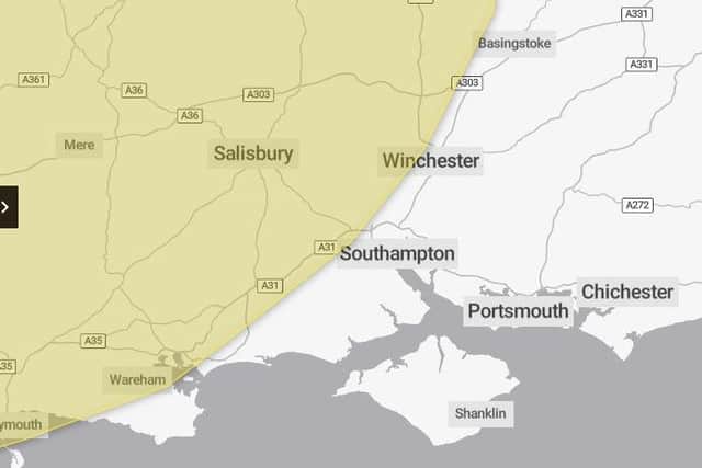 Areas of Hampshire covered by the weather warning. Picture: Met Office