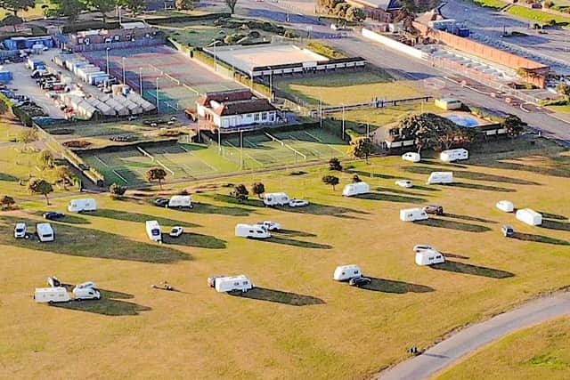 Travellers at Southsea Common on 26 May. Picture: Nigel Willis/Voladrone.