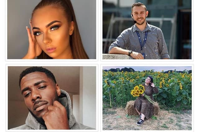 A collage of four of the much-loved Portsmouth influencers. From top-left, Demi Jones and Daniel Disney and, from bottom-left, Tega Alexander and Flo Simpson.