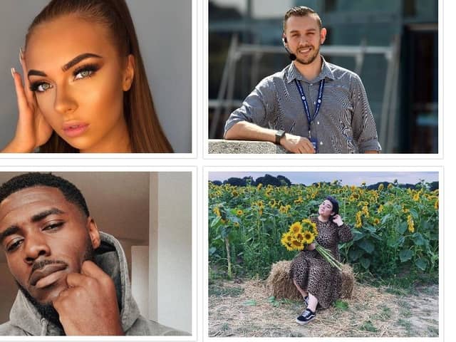 A collage of four of the much-loved Portsmouth influencers. From top-left, Demi Jones and Daniel Disney and, from bottom-left, Tega Alexander and Flo Simpson.