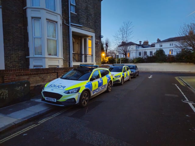 Police in Shaftesbury Road, Southsea, over firearms incident that led to four men arrested