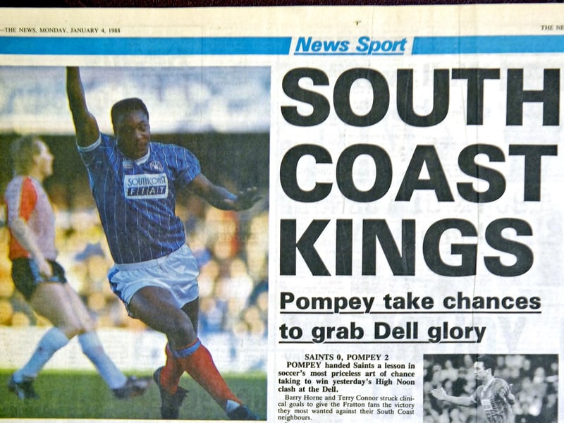 A little fringy being in the new year, but we’ll let that slide given the occasion: the day Pompey became south coast kings as they put their fierce rivals in their place - in their own back yard. Alan Ball’s side went to The Dell in the top flight with goals from Barry Horne and Terry Connor producing the 2-0 victory, to put all those with royal blue hearts in dreamland. ‘SOUTH COAST KINGS’ was The News’ headline the next day - they weren’t wrong.