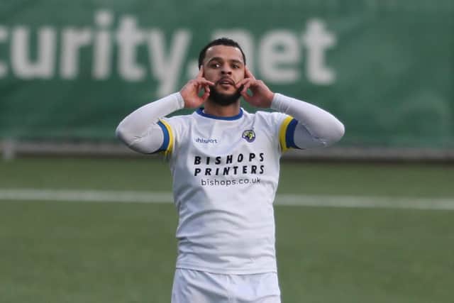 Billy Clifford celebrates after scoring Hawks' fourth goal. Picture: Dave Haines