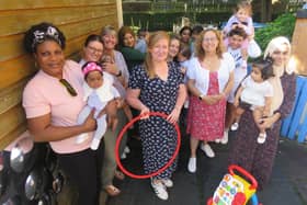 Natasha Turner (Home-Start Portsmouth) and Cllr Suzy Horton with families at the Somerstown Family Hub