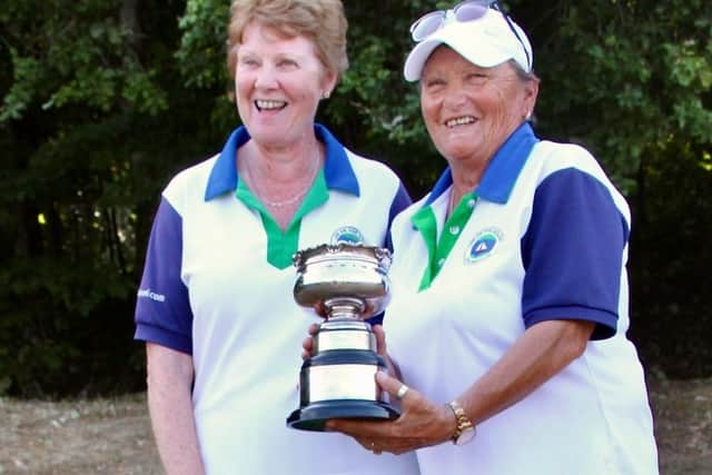 Women's Pairs winners Joan Dawkins and Caroline Cuerden