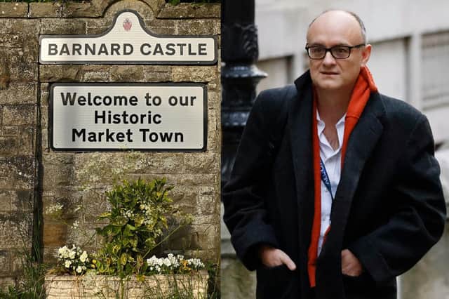 Dominic Cummings and the gateway to Barnard Castle. Picture: Getty