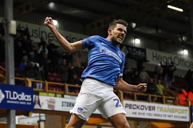 Gareth Evans scoring the winner at Bradford in 2018. Photo by Daniel Chesterton/phcimages.com