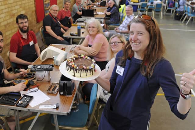 Clare Seek, right, at the Portsmouth Repair Cafe. Picture: Ian Hargreaves  (200419-1)