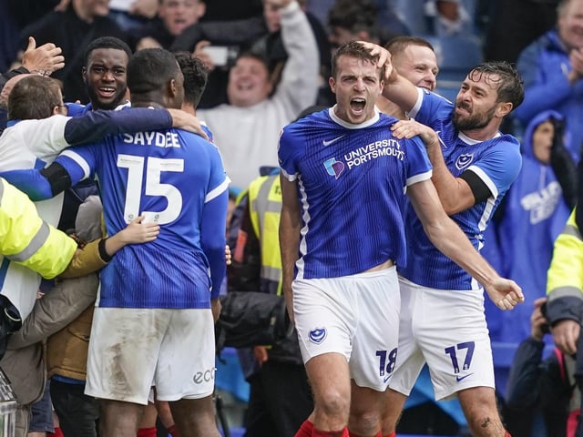 This has been a season where Pompey’s indomitable never-say-die fighting spirit has been central to their early success.
An incredible total of 17 points from losing positions is a mind-blowing statistic.
For context only one team (Crystal Palace) bettered that return in the ENTIRETY of last season in the Premier League.
Mousinho’s boys pushed it to a new level at Reading on Saturday, as they overturned a 2-0 deficit in the 3-2 victory.
Late goals earned draws against Bristol Rovers and Derby, with Pompey conceding first before beating Peterborough, Lincoln, Wigan, Wycombe and the Royals.
Furthermore, Carabao Cup success arrived at Forest Green and the EFL Trophy draw with Fulham after shipping the first goal.