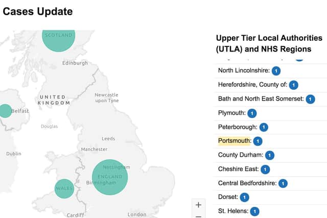 Portsmouth is now included in the list of confirmed UK coronavirus cases published by Public Health England