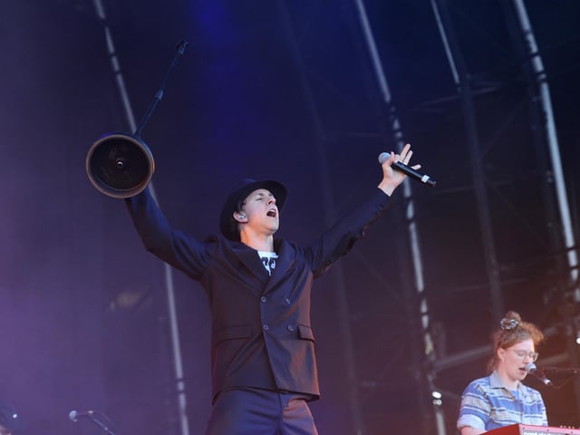 Maximo Park performing on the Castle Stage.Picture: Sarah Standing (230824-4677)
