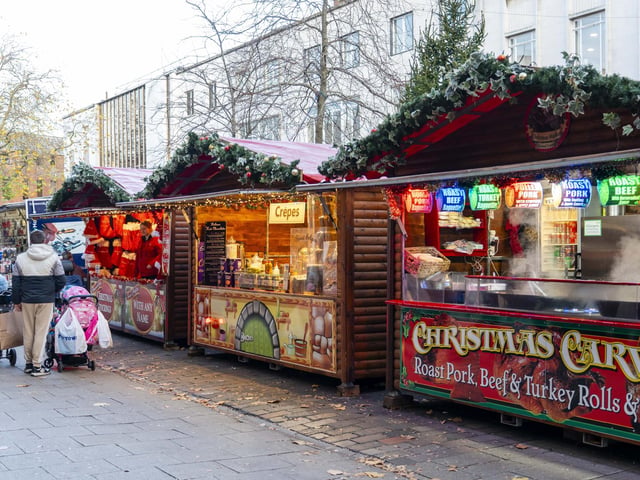 Commercial Road has been turned into a festive high street equipped with Christmas lights and a market. Picture: Matthew Clark