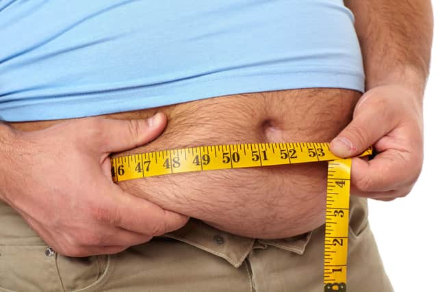 Blaise Tapp's waistline has expanded dramatically (Picture posed by model)