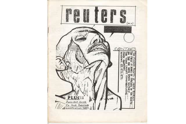 The cover of the 1981 zine, Reuters, celebrating the original release of Portsmouth music cassette compilation, Git Dayn! which is being rereleased by Brain Booster Music and Brutalist Records