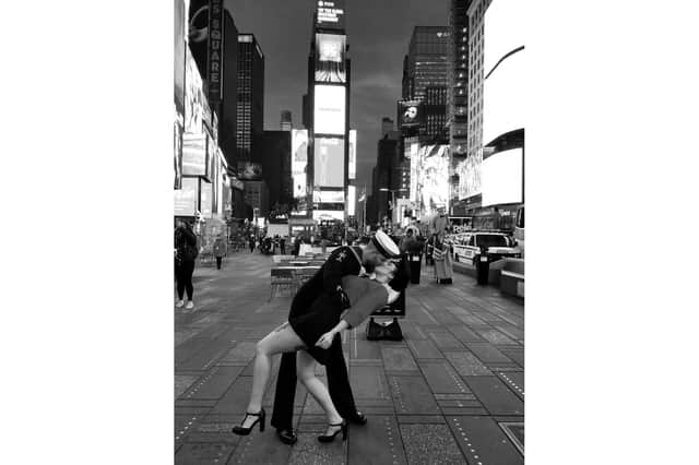 Hollie and Edward in New York's Times Square