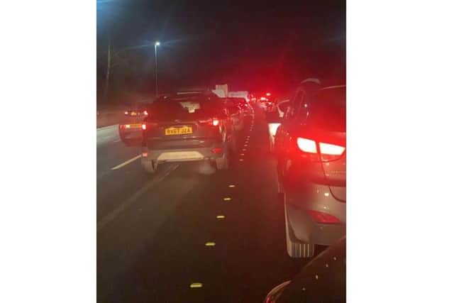 Traffic on the M27, submitted by a passenger of a passing car. Credit: Zack