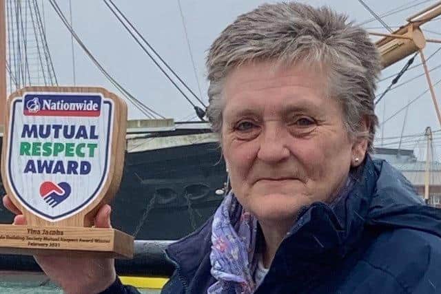 Tina Jacobs with her Nationwide award