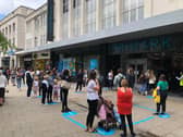 Shoppers queue to get in Primark in Commercial Road, Portsmouth, when it reopened in the summer. Picture: Richard Lemmer