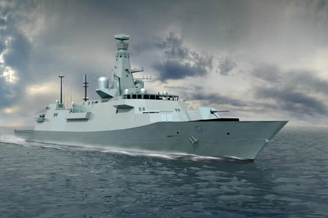 The Type 26 frigate which is still being pieced together. Photo: PA
