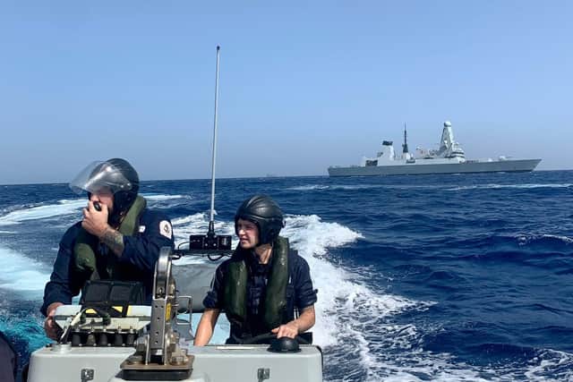 HMS Defender on patrol in the Mediterranean.