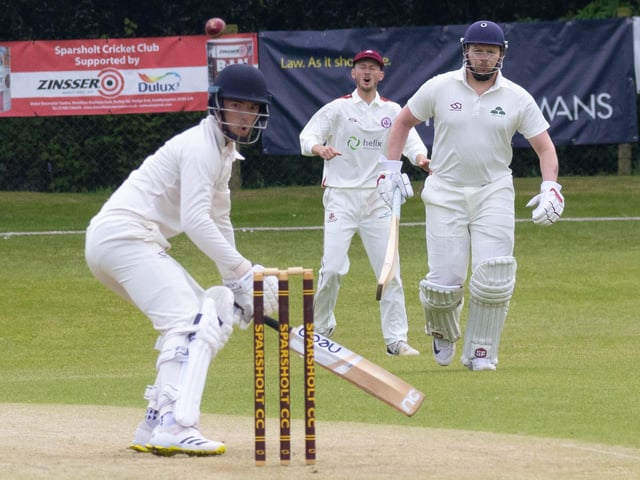 A narrow escape for a Sparsholt batter. Picture: Bob Selley