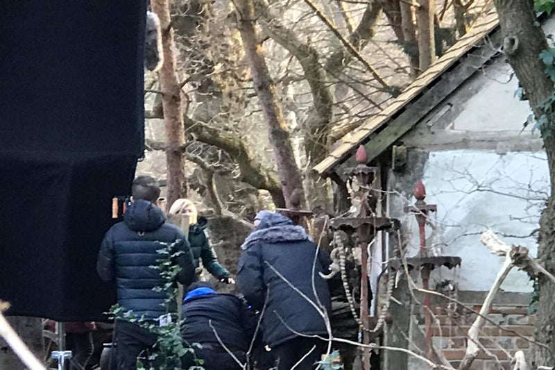 Jodie Whittaker filming Doctor Who at Little Woodham village in Gosport in February 2018.