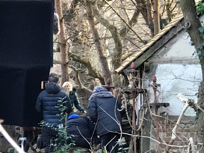 Jodie Whittaker filming Doctor Who at Little Woodham village in Gosport in February 2018.