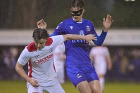 Baffins striker Tom Vincent, right, scored twice in a superb comeback win at Christchurch. Picture by Martyn White