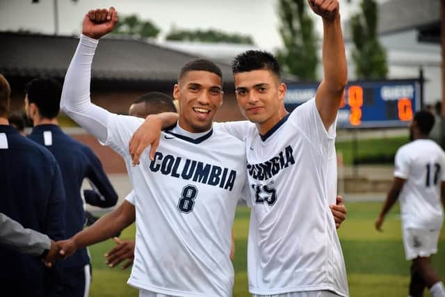 Casey Bartlett-Scott, left, pictured during his first stint in America with Columbia College.