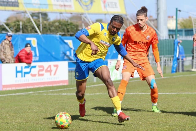 Gosport's Tyrese Dyse in action against Hartley Wintney. Picture by Tom Phillips