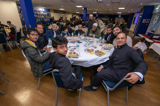 Guests breaking their fast at the Pompey in the Community centre. Picture: Habibur Rahman