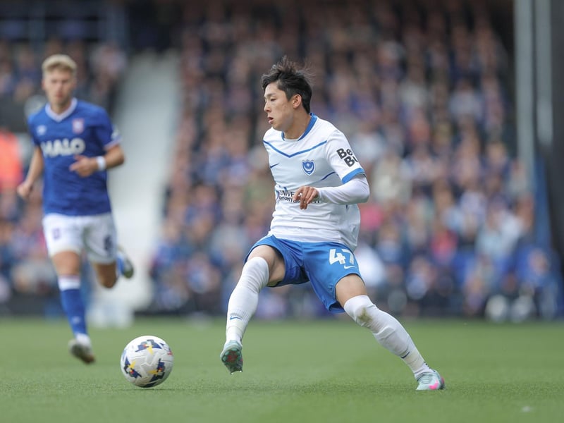 Minhyeok Yang is possession for Pompey at Ipswich. Picture: Jez Tighe/ProSportsImages