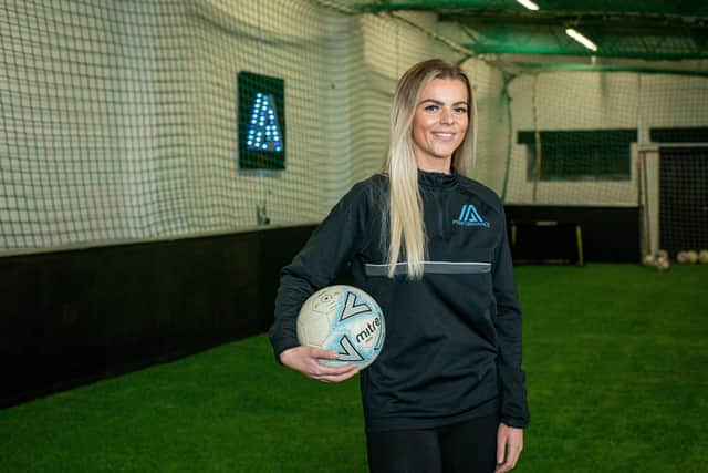 Brittany Jeal has oppened a new football unit in North End, Portsmouth on Monday 19th December 2022

Pictured: Brittany Jeal at the new indoor football ground in North End, Portsmouth

Picture: Habibur Rahman