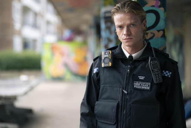 Suspicion falls on Tom Rhys Harries, as young police officer PC Tanner, in the new Channel 4 drama Pierre (Picture: Channel 4/Olly Courtney)