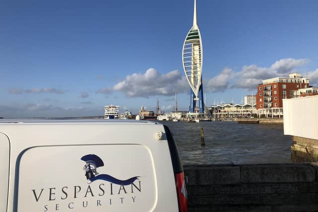 Vespasian Security guarding a site in Portsmouth during the lockdown.
