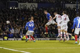 Conor Shaughnessy wins the League One title for Pompey in the 3-2 victory over Barnsley at Fratton Park in April 2024. Picture: Jason Brown/ProSportsImages