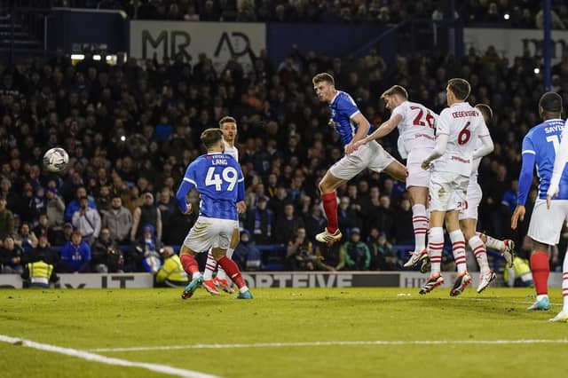 Conor Shaughnessy wins the League One title for Pompey in the 3-2 victory over Barnsley at Fratton Park in April 2024. Picture: Jason Brown/ProSportsImages