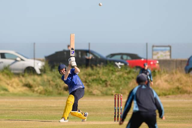 Fraser Hay hits out en route to a stunning unbeaten 163 against Hambledon. Picture: Keith Woodland