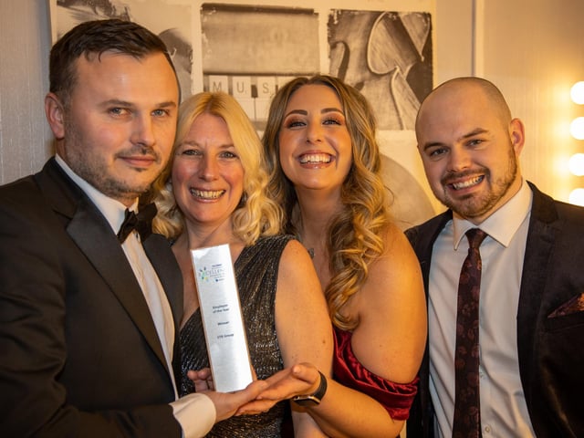 Winner of Employer of the Year, Ross Sanderson, Emma Hopping, Charlie Hall and Jack Baker, of STR Group.