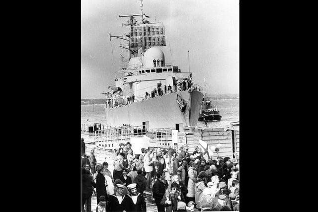 HMS Birmingham returning in October 1982 