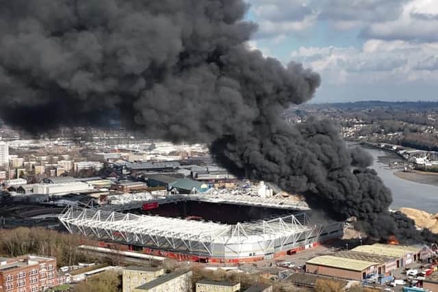 The smoke drifting over St Mary's Stadium