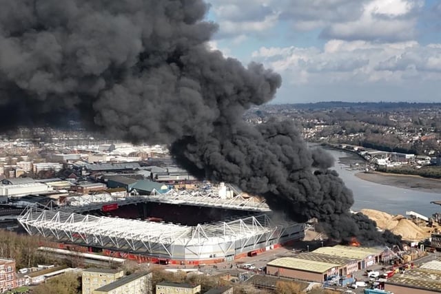 The smoke drifting over St Mary's Stadium