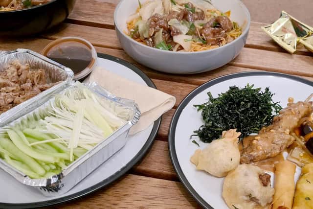 A selection of food from Noble House, including mock duck pancakes (left) and the vegetarian starters.