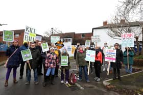 A protest against the Police, Crime, Sentencing and Courts Bill which is currently going through parliament, at the offices of the Attorney General for England and Wales, Suella Braverman MP, in East Street, Fareham
Picture: Chris Moorhouse (jpns 150122-20)